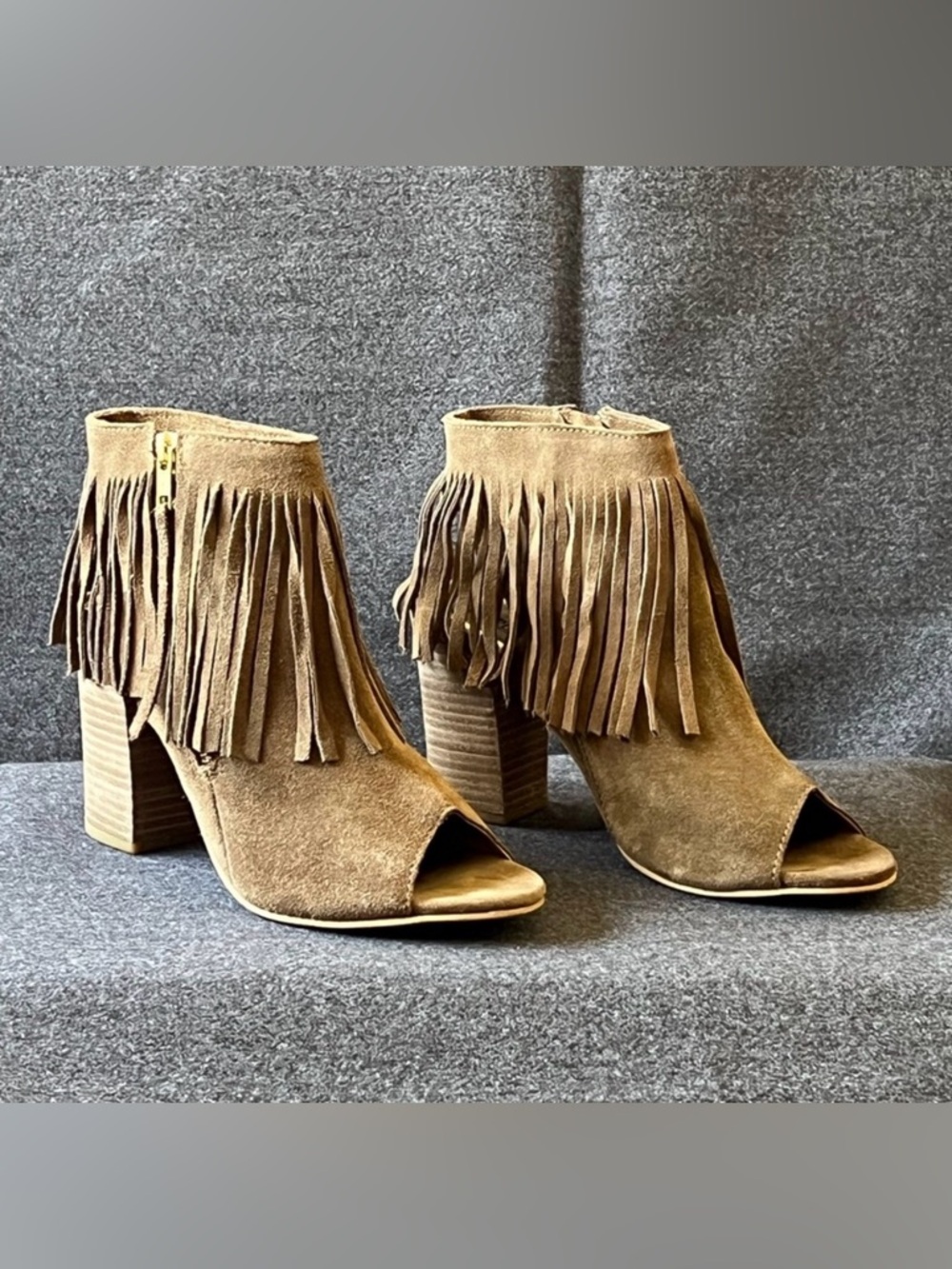 Carlos Santana Suede Boho Fringe Booties